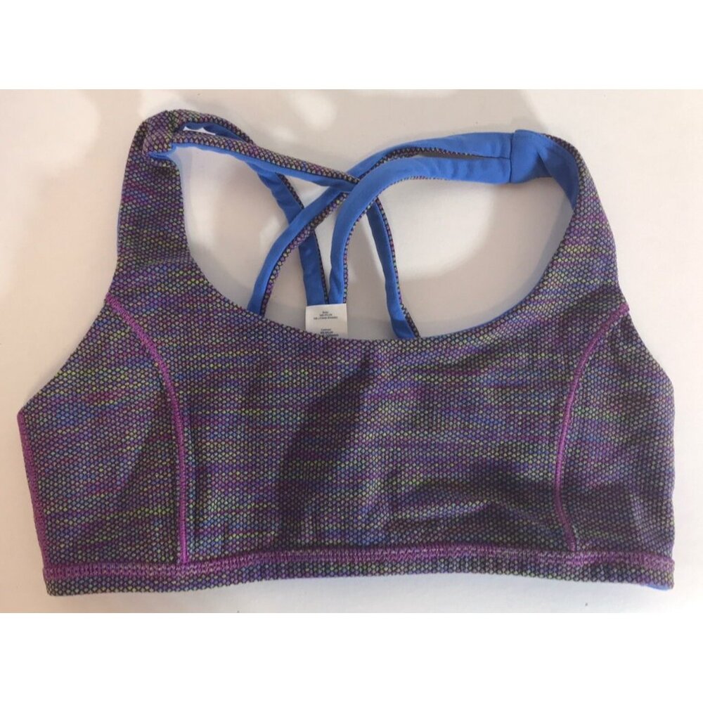 IVIVVA BY LULULEMON GIRL'S SPORTS BRA REVERSIBLE PURPLE BLUE PRINT 12 IG2121S